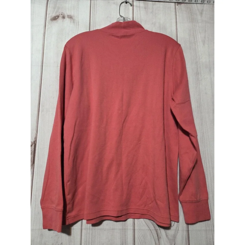 Lands' End Shirt Kids Large 14-16 Pink Mock Neck‎ Long Sleeve Cotton Tee Top